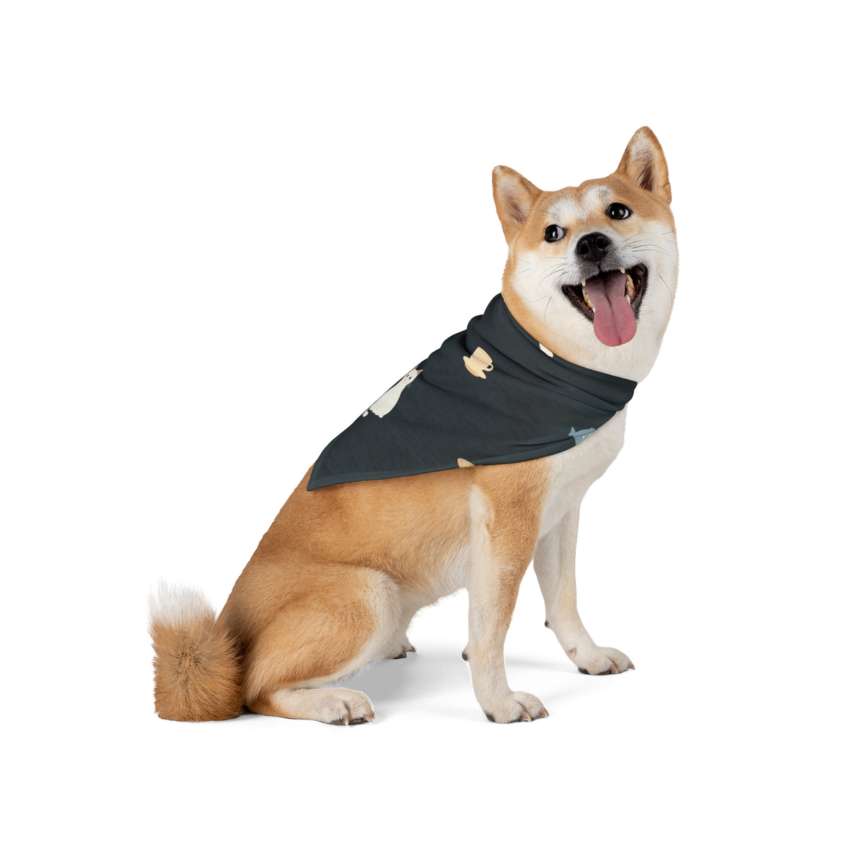 Cat Halloween Bandana – White Cats and Fish