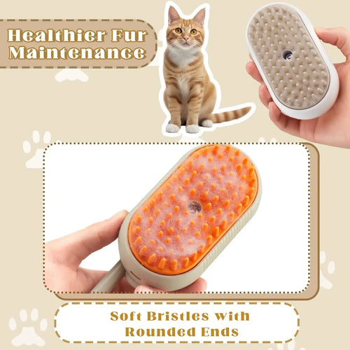 3-in-1 Dog & Cat Steam Brush with Handle