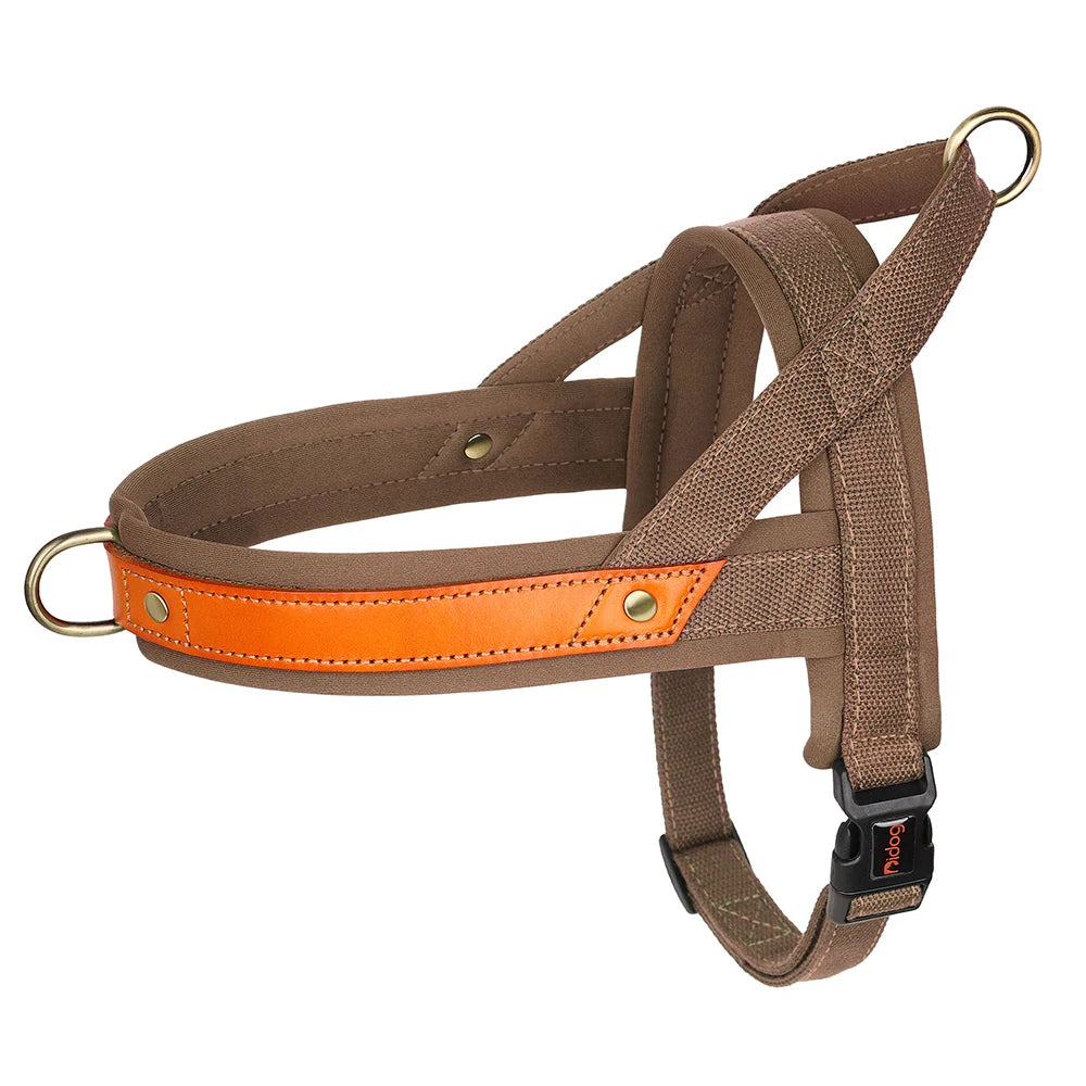 Brown Color Padded Nylon No Pull Dog Harness with Handle