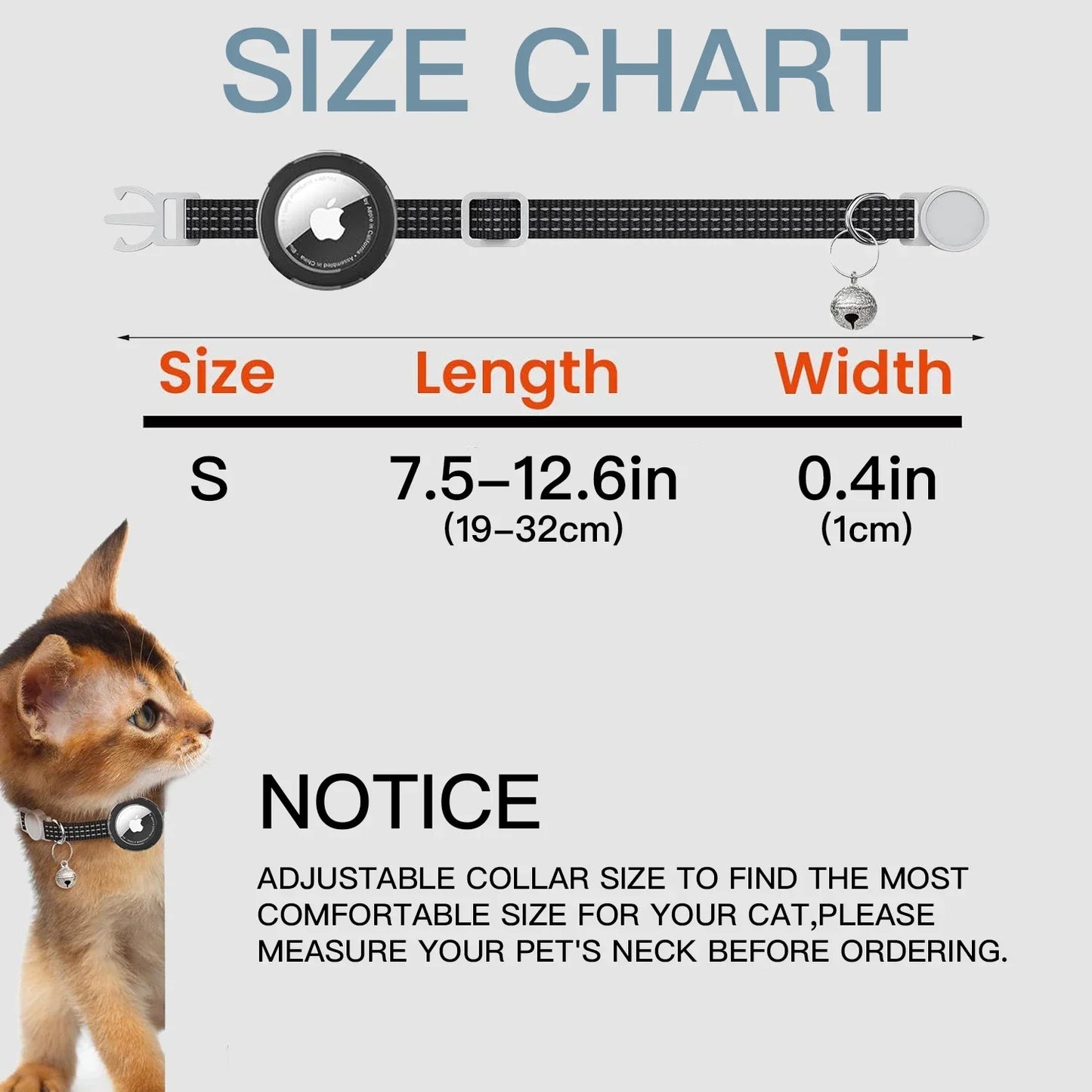 Lightweight Airtag Cat Collar sizing