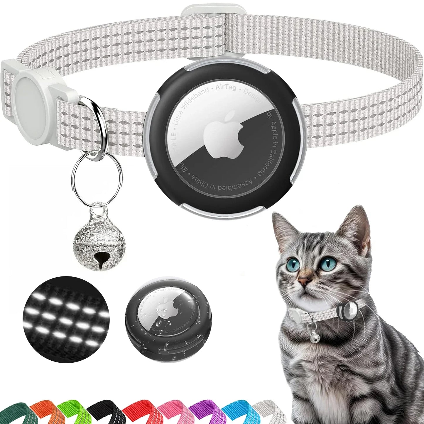Lightweight Airtag Cat Collar white color