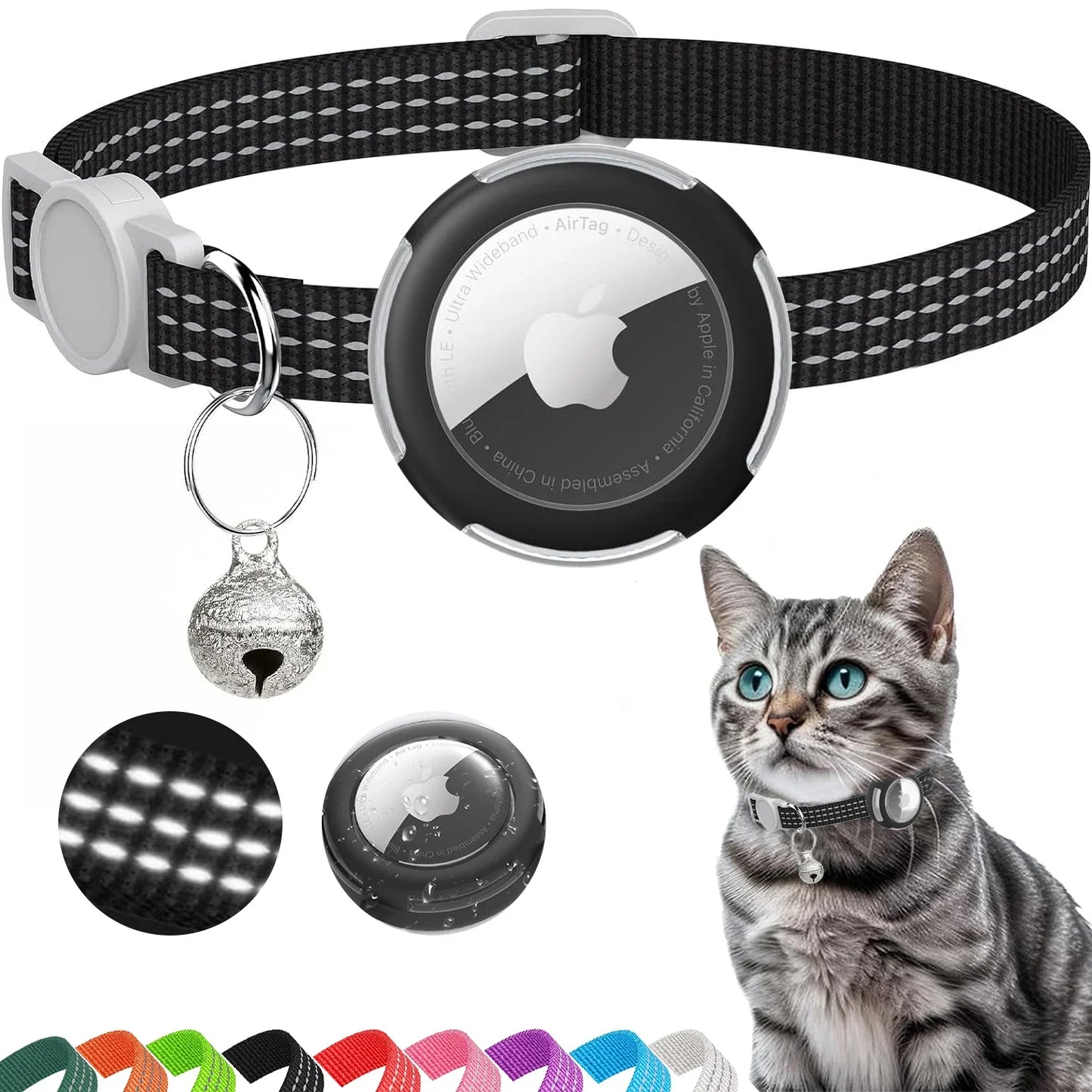 Lightweight Airtag Cat Collar with Reflective Collar