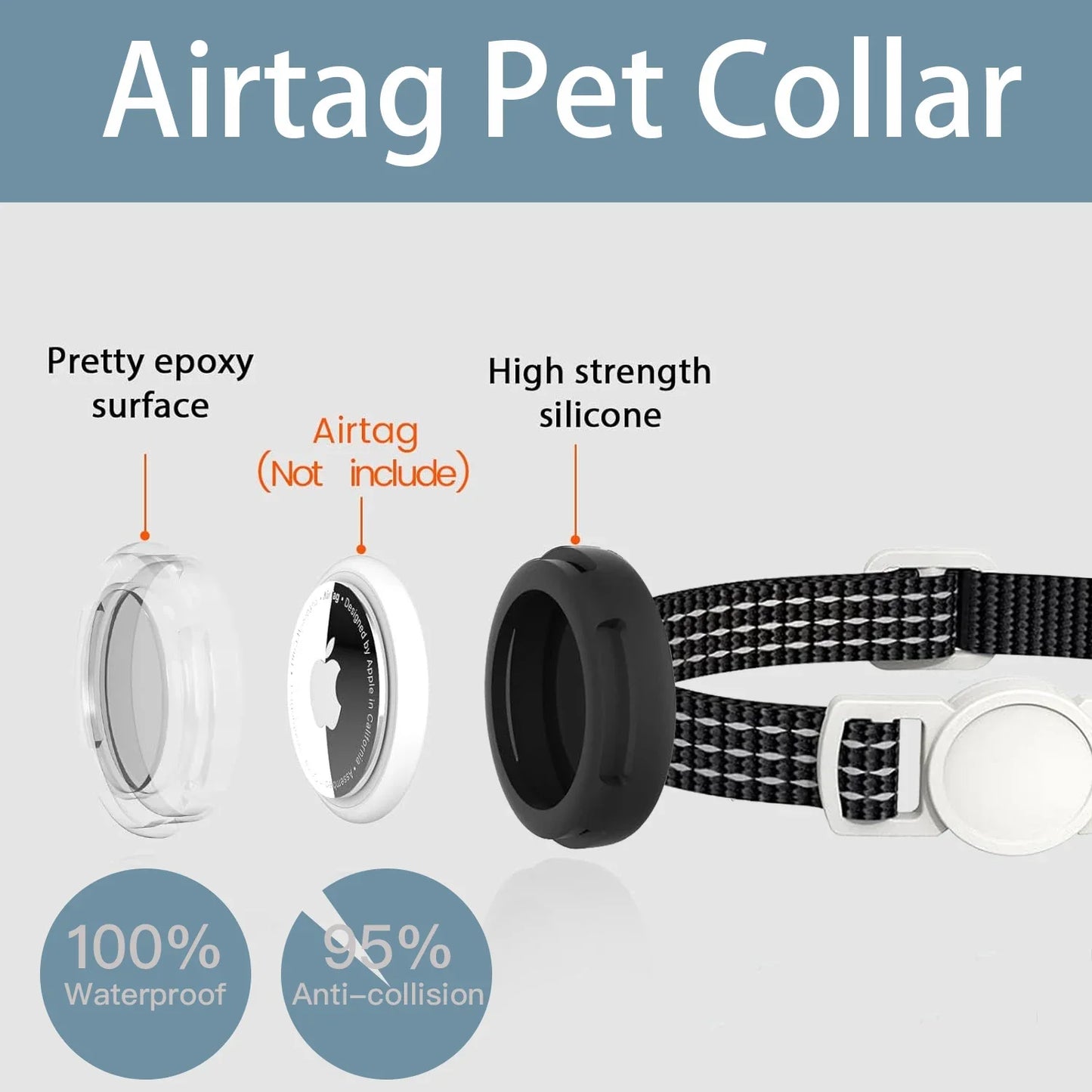 Lightweight Airtag Cat Collar with silicone