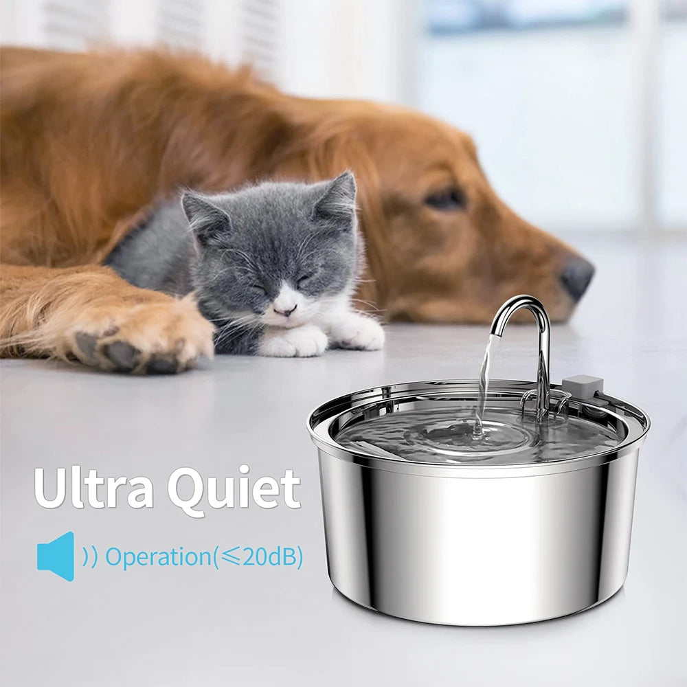 Quiet Stainless Steel Cat Water Fountain