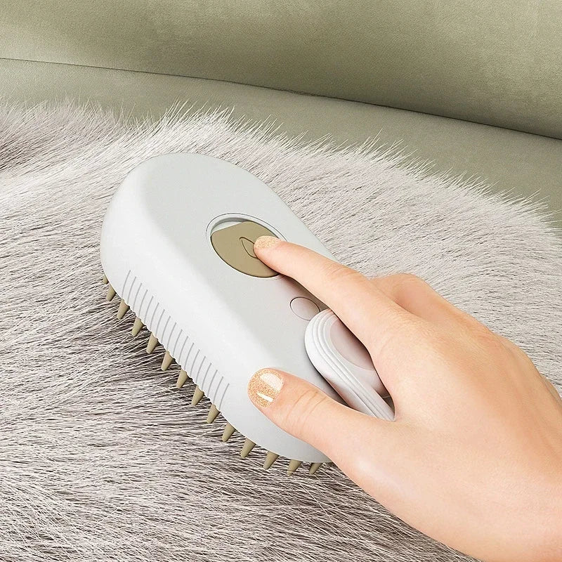 3-in-1 Dog & Cat Steam Brush with Handle | Pet Grooming Brush