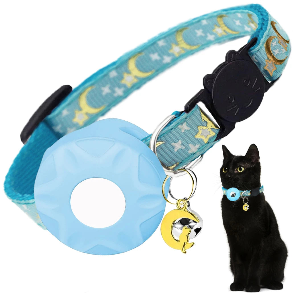 Cat Collar with AirTag Holder | Moon Ornament for Kitten