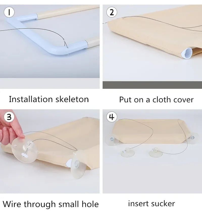 SkyNap Suction Cat Window Bed Hammock installation process
