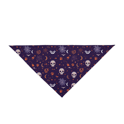 Dog Halloween Bandana – Midnight Howl Skulls and Bats