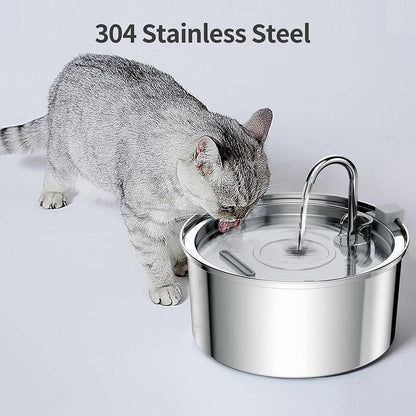 304 Stainless Steel Cat Water Fountain with Filter - 3L Capacity