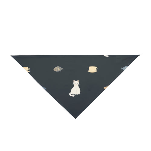Cat Halloween Bandana – White Cats and Fish