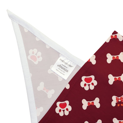 Christmas Dog Bandana – Paw Prints, Bones and Wreaths