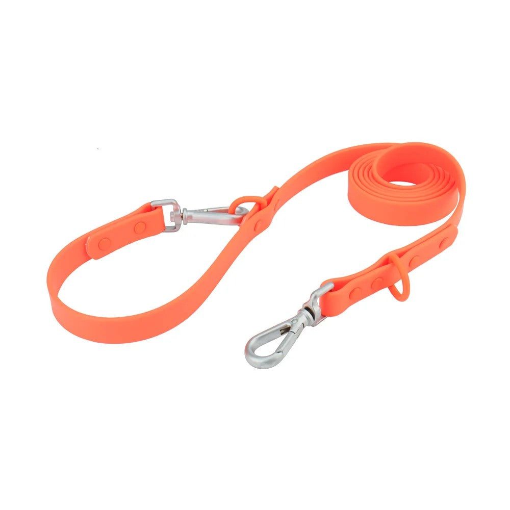 Orange 6 ft dog leash, 19 mm waterproof PVC