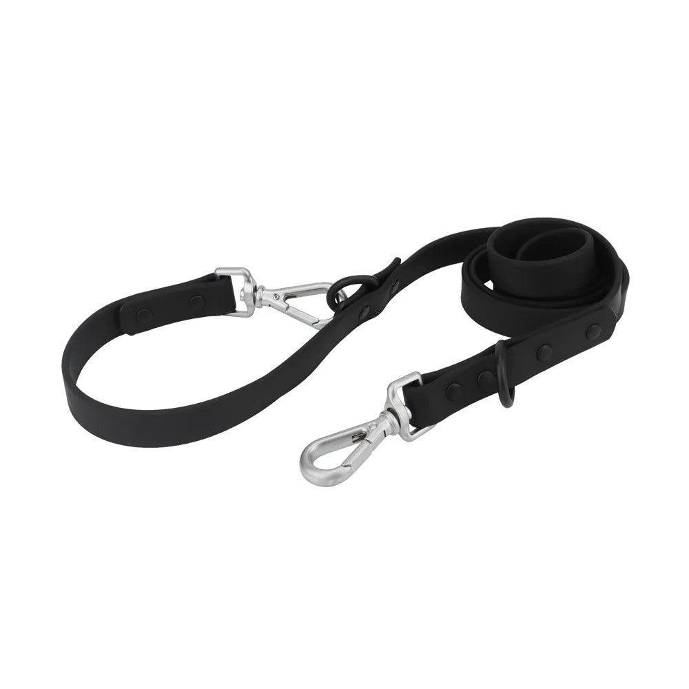 Black 6 ft dog leash, 19 mm waterproof PVC
