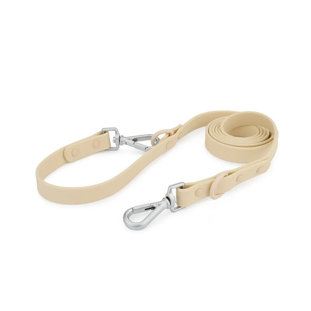 Beige 6 ft dog leash, 19 mm waterproof PVC