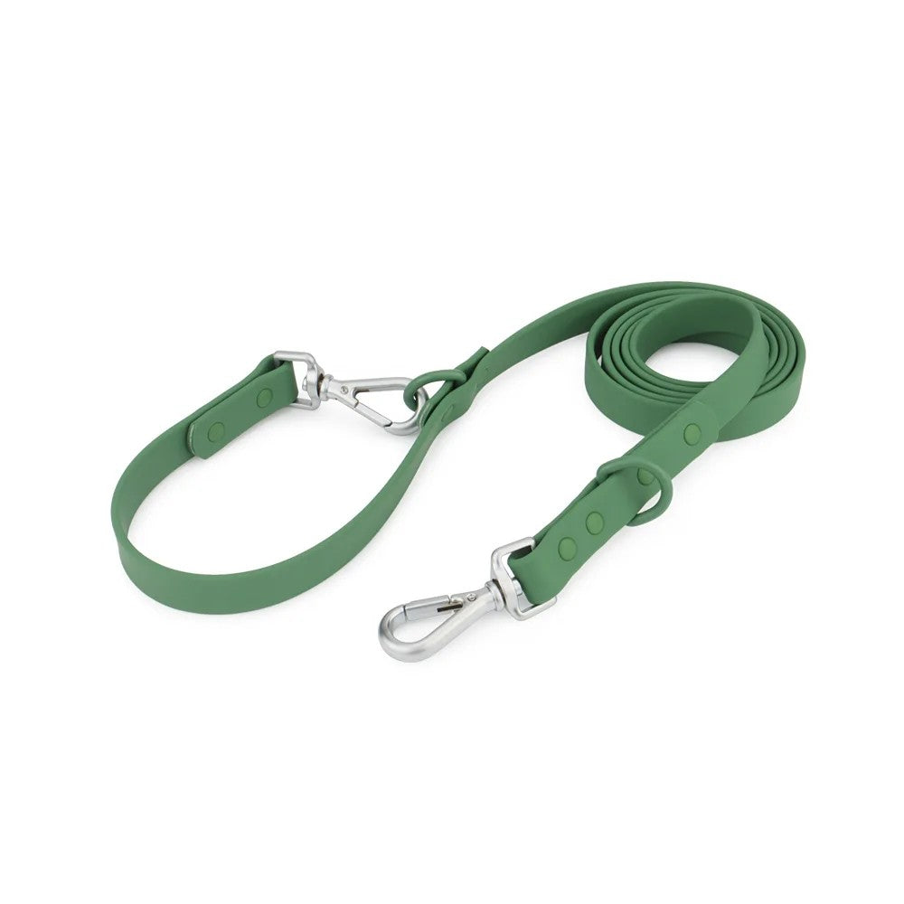 Army green 6 ft dog leash, 19 mm waterproof PVC