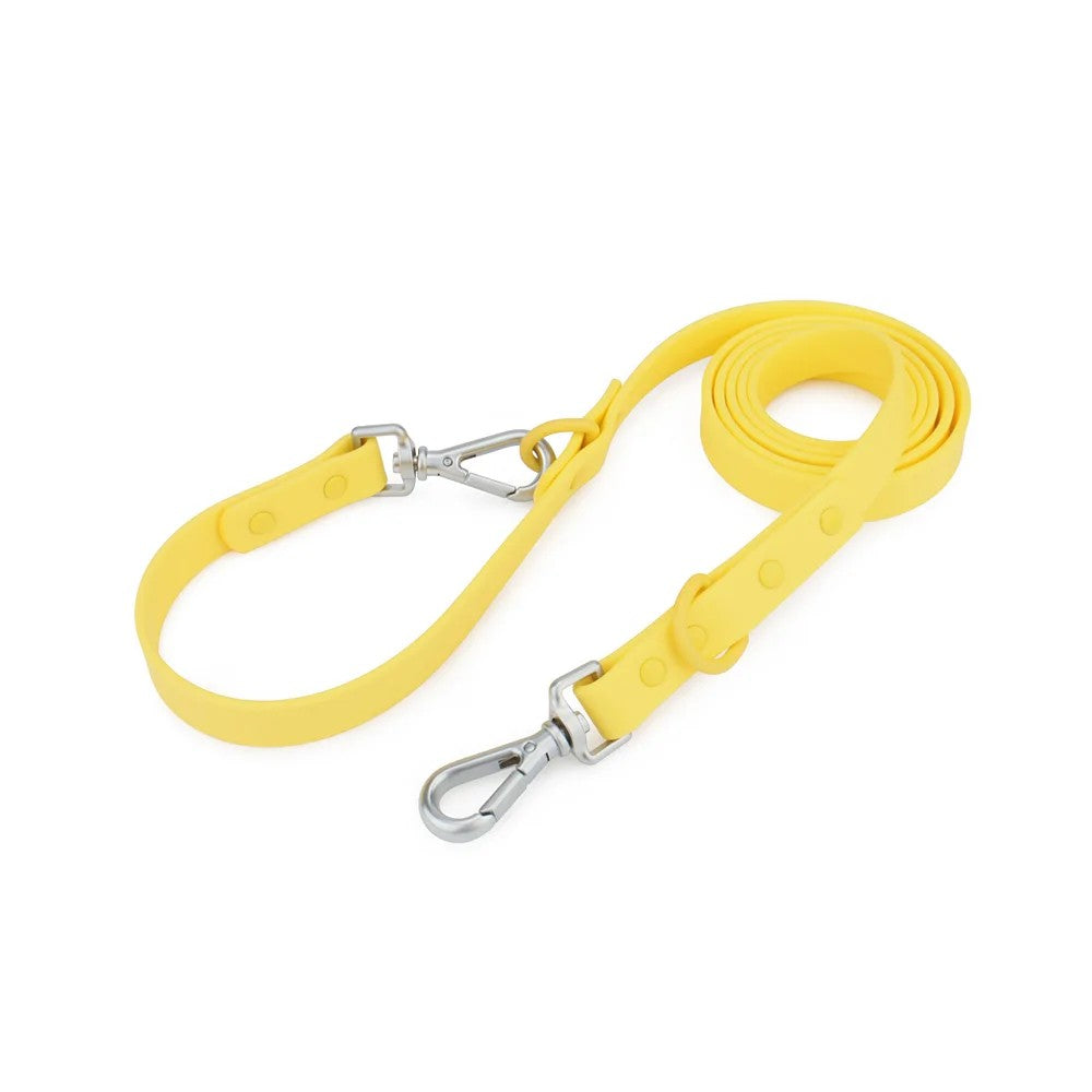 Yellow 6 ft dog leash, 19 mm waterproof PVC
