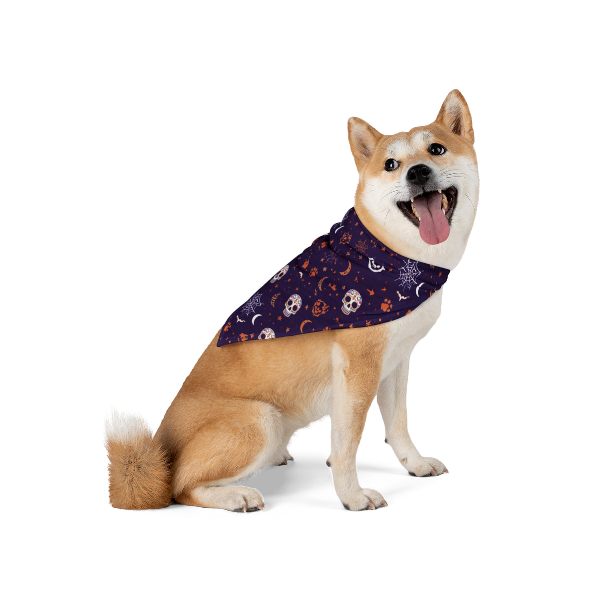 Dog Halloween Bandana – Midnight Howl Skulls and Bats