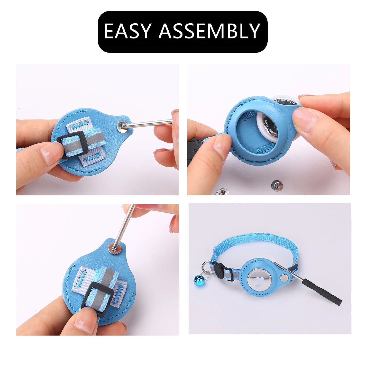 Adjustable AirTag Cat Collar, Reflective & Bell