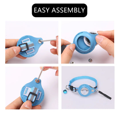 Adjustable AirTag Cat Collar, Reflective & Bell