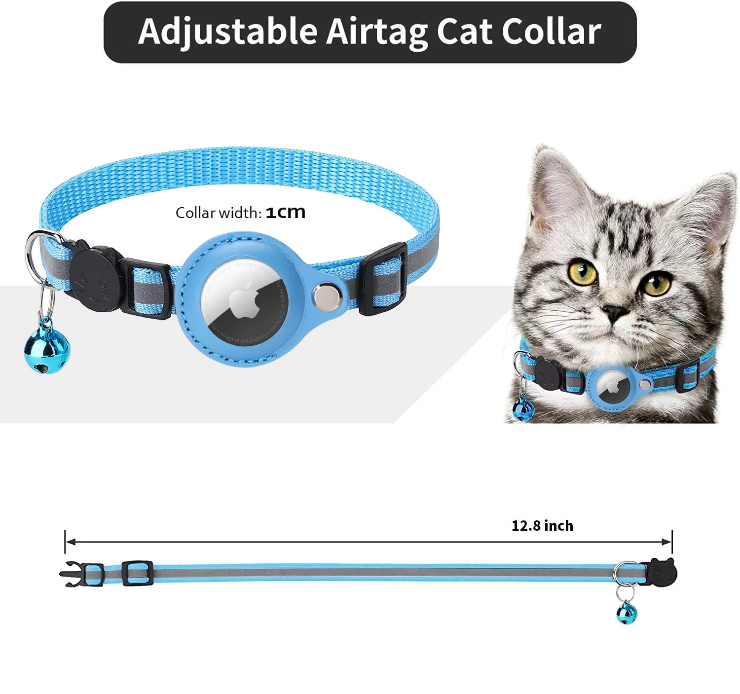 Adjustable airtag cat collar