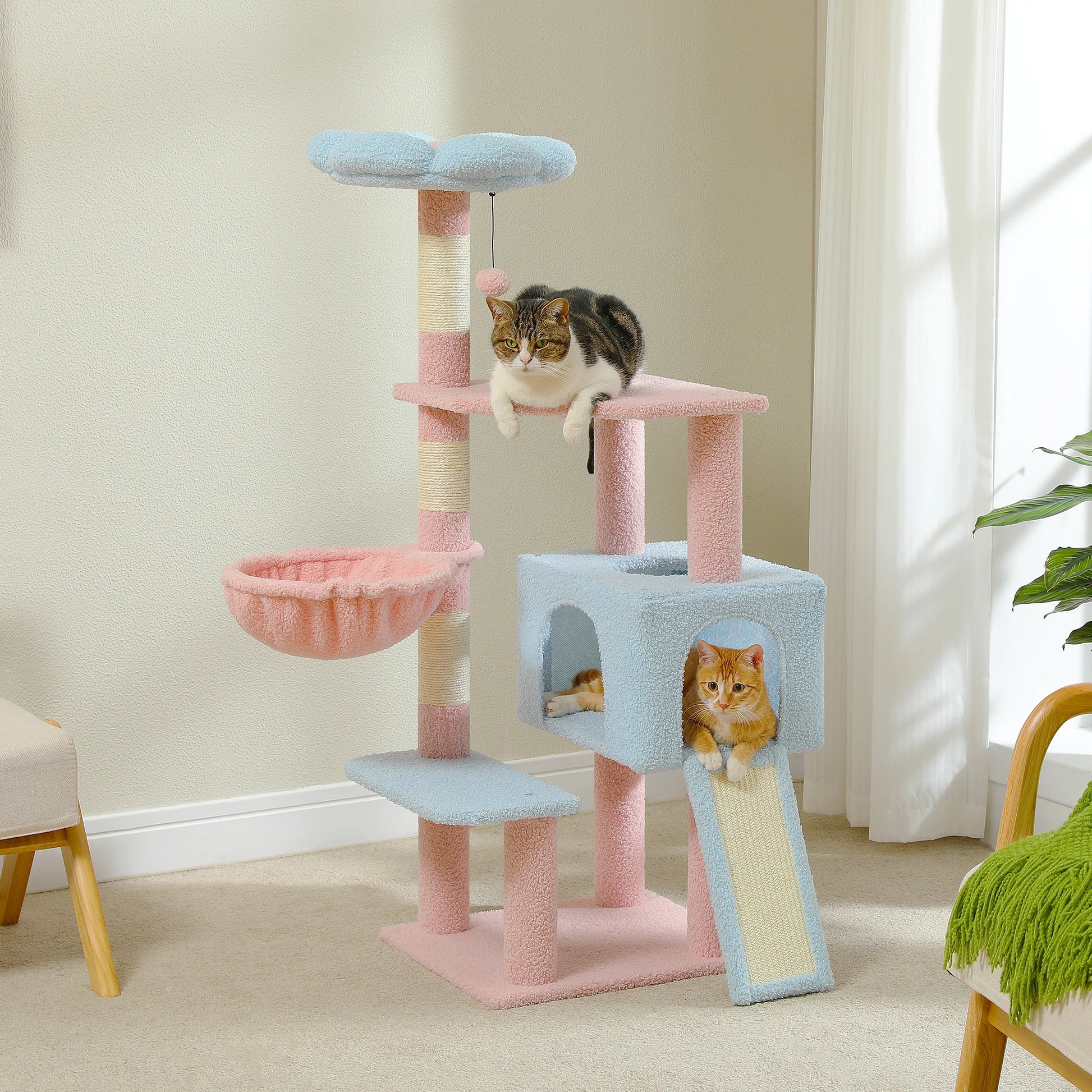 Blush Bloom Flower Cat Tree with Sisal Scratching Posts for cats