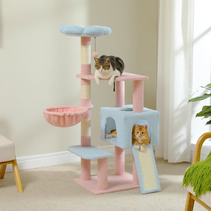 Blush Bloom Flower Cat Tree with Sisal Scratching Posts for cats