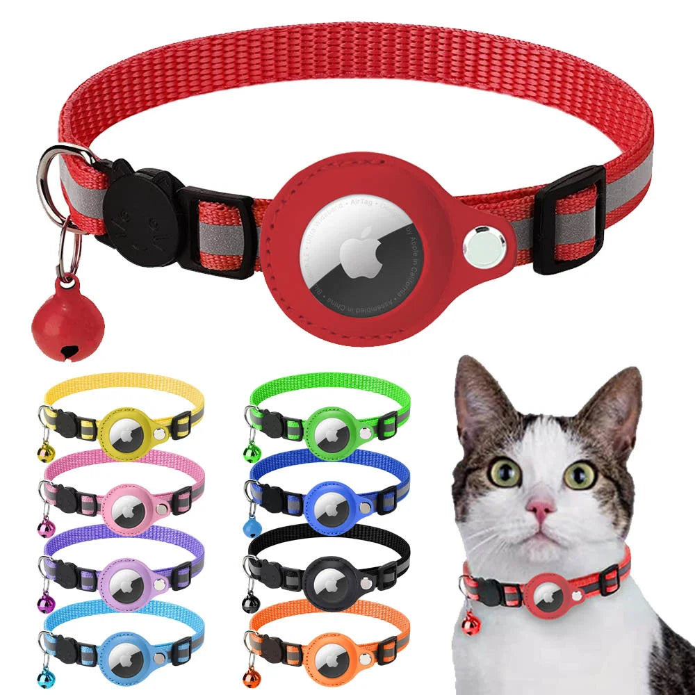 Breakaway Cat Collar with AirTag Holder (AirTag Cat Collar, Reflective & Bell)