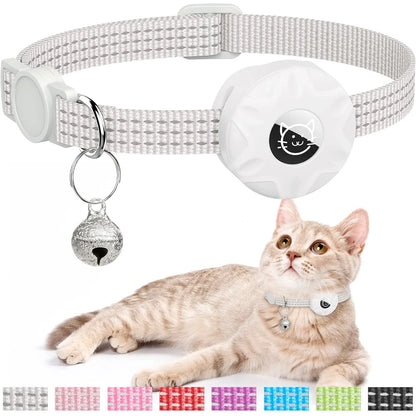 Breakaway Reflective airtag cat collar white color
