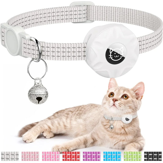 Breakaway Reflective airtag cat collar white color