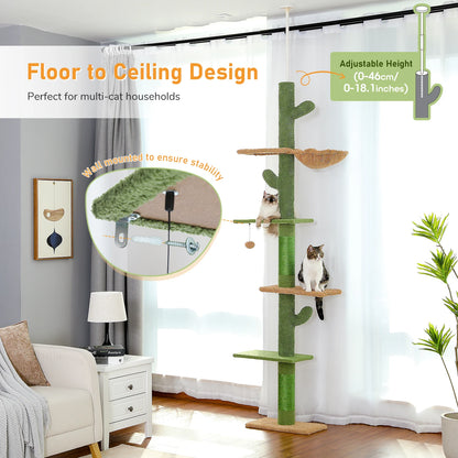 Cactus Cat Tree with Scratching Post Floor to Ceiling Design