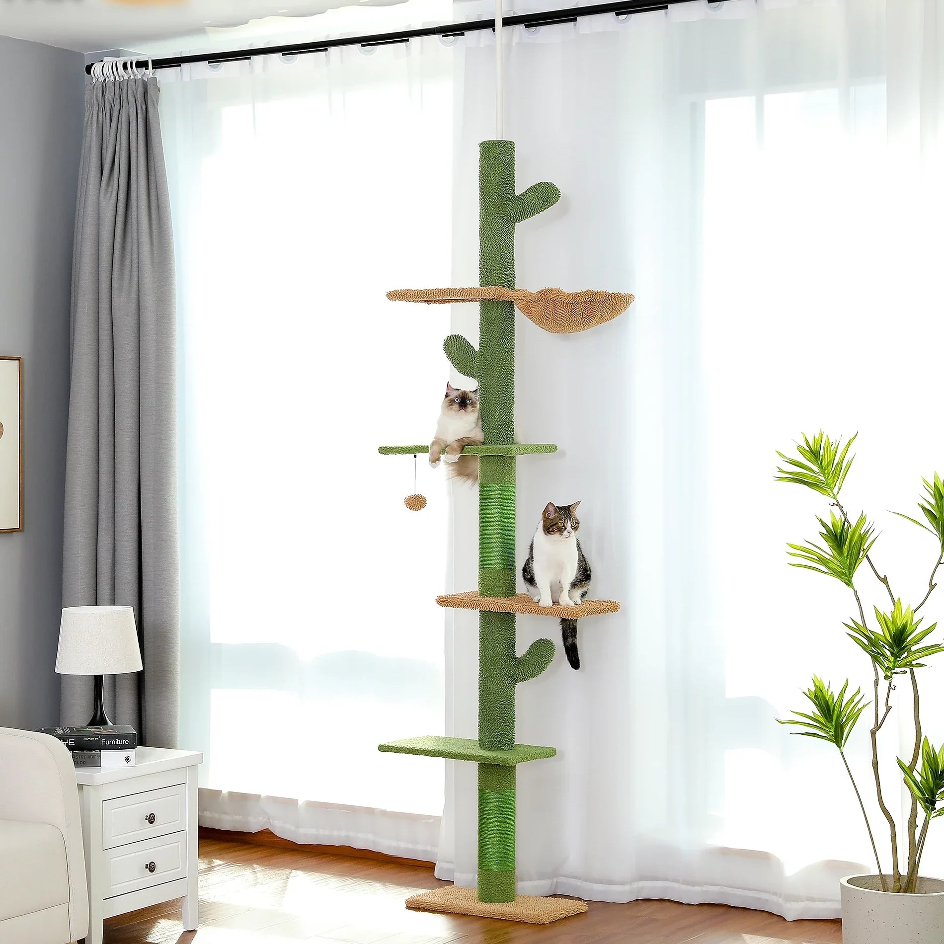 Cactus Cat Tree with Scratching Post | Flower Cat Tower for Indoor Cats