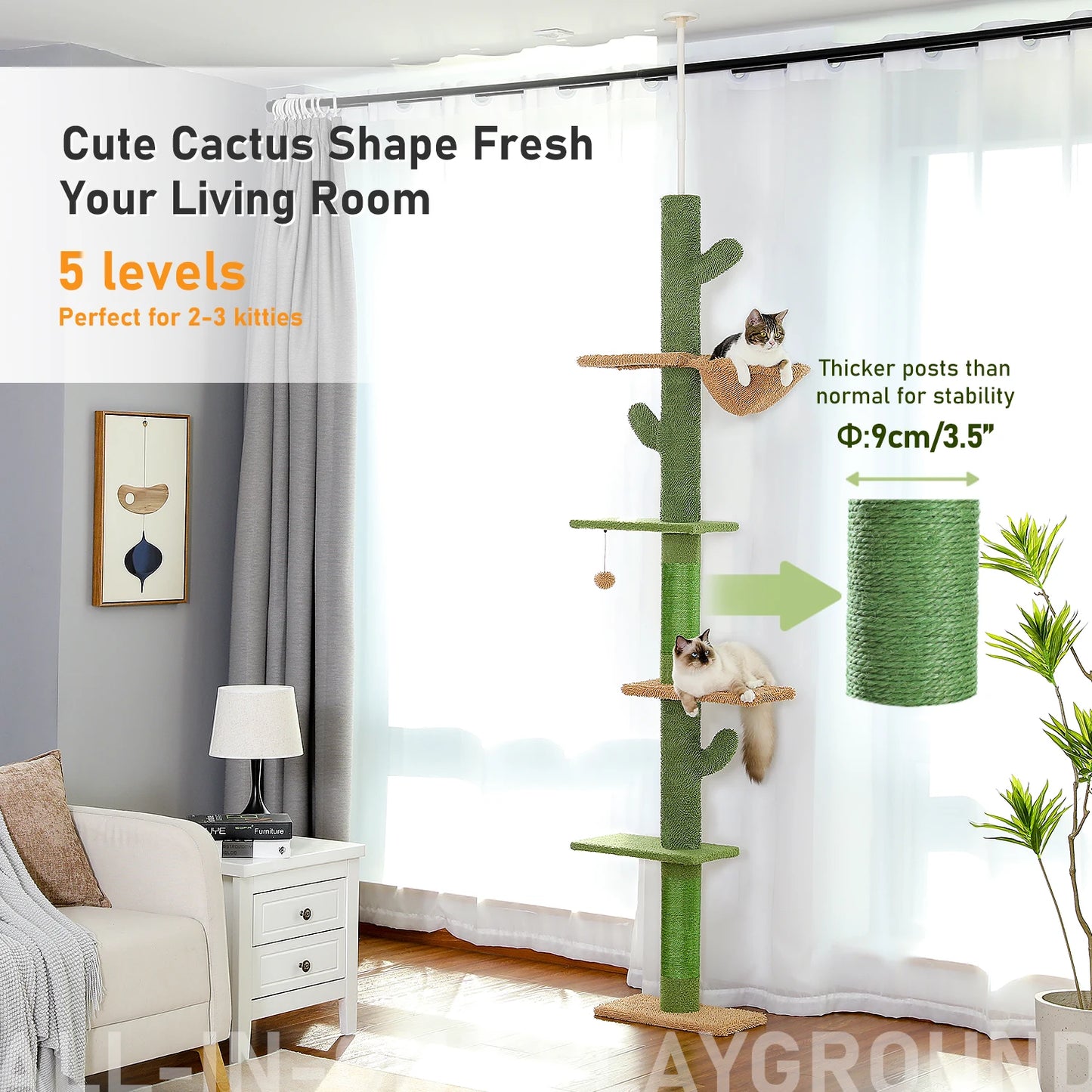 Cactus Cat Tree with Scratching Post Tall Flower cat tree
