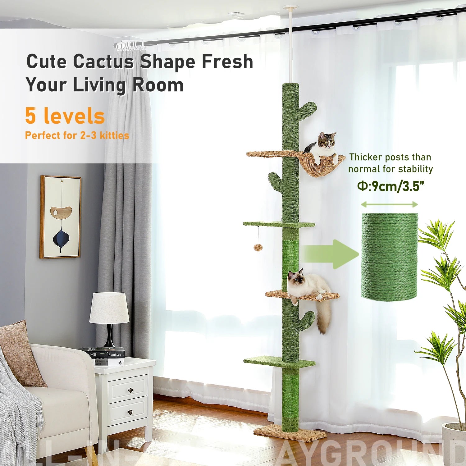 Cactus Cat Tree with Scratching Post Tall Flower cat tree