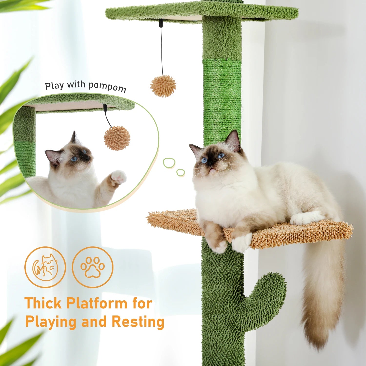 Cactus Cat Tree with Scratching Post for playing and resting