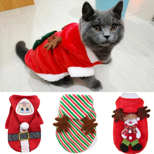 Hooded Christmas Cat Sweater for Cats