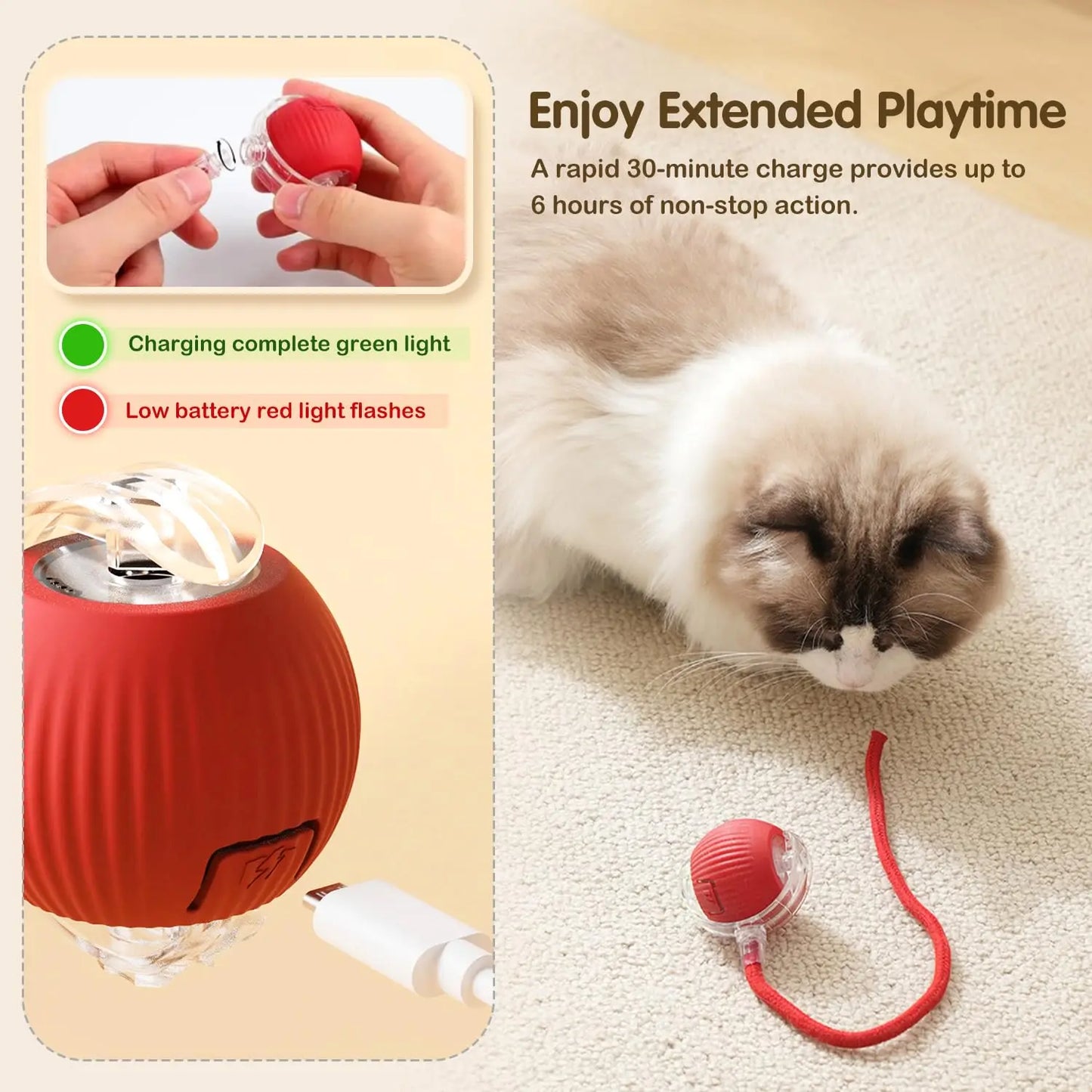 Interactive Cat Toy Ball for Cats rechargeable 