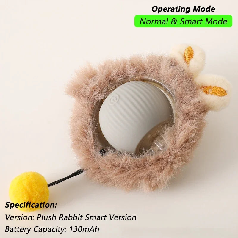 Interactive Cat Toy plush rabbit smart version cat ball grey color