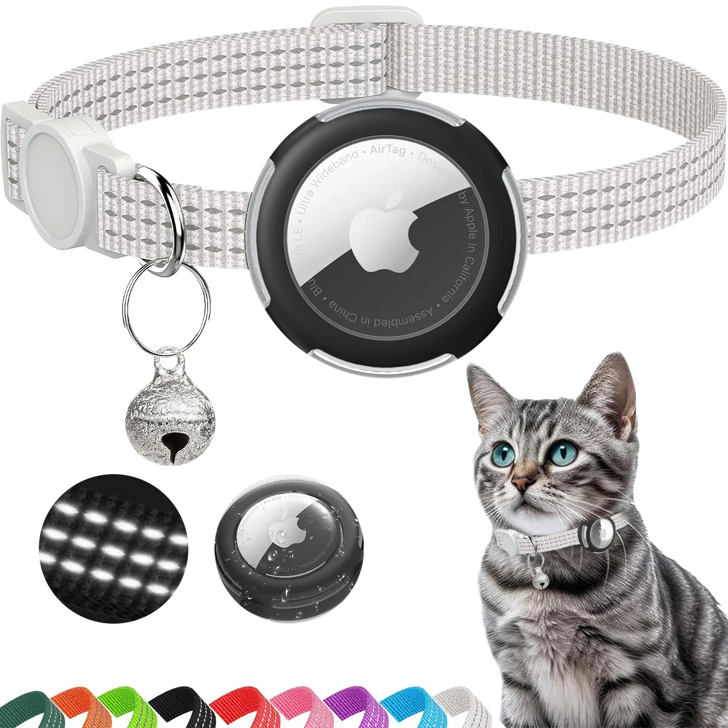 Lightweight Airtag Cat Collar white color