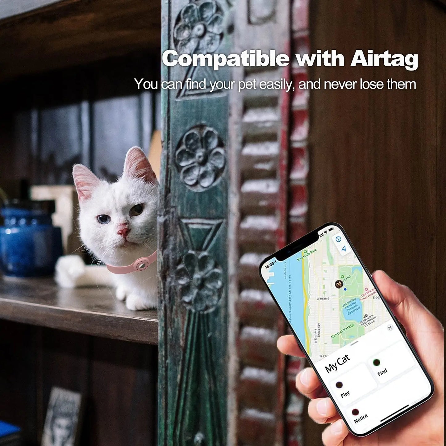 Lightweight Silicone AirTag Cat Collar for pets GPS Pet Collar