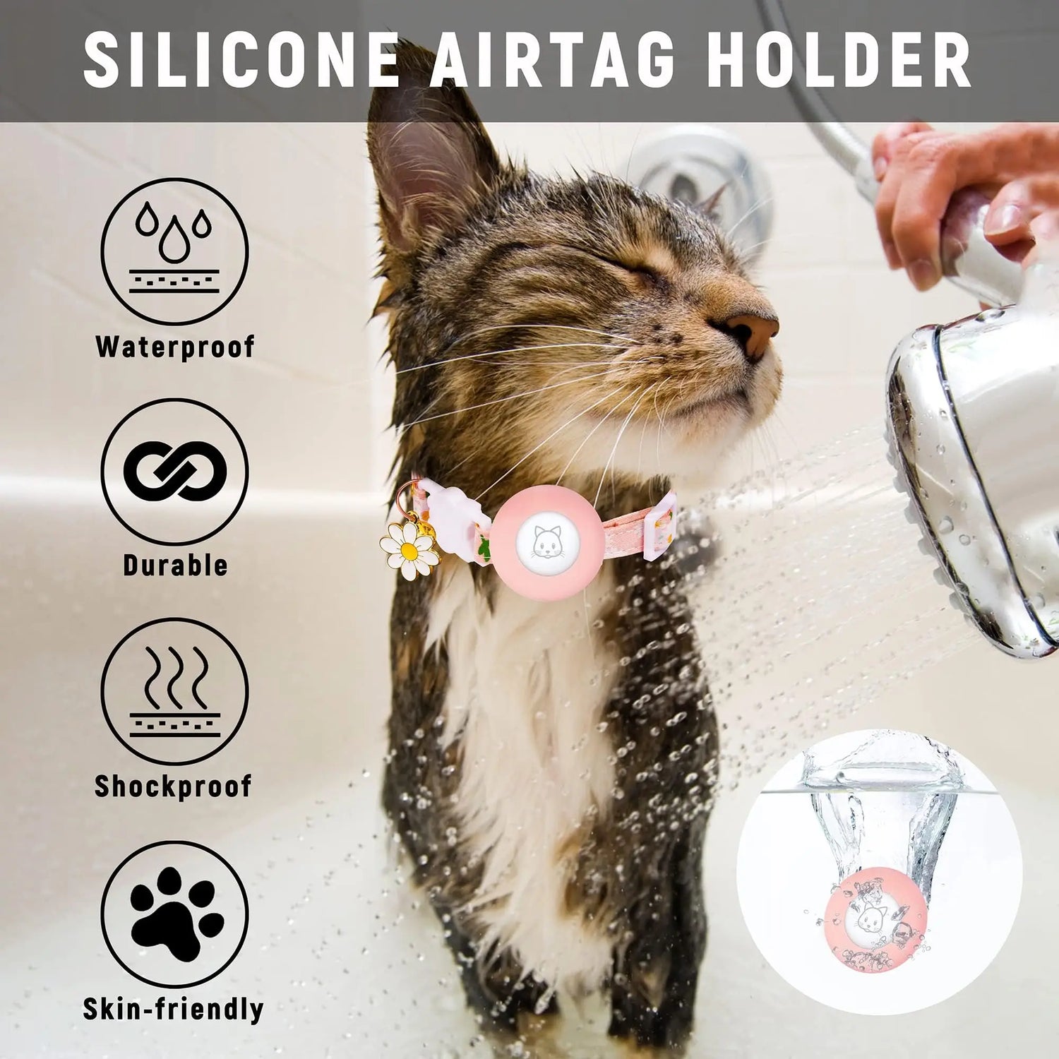 Mint Garden – Green Leaf AirTag Cat Collar silicone airtag holder