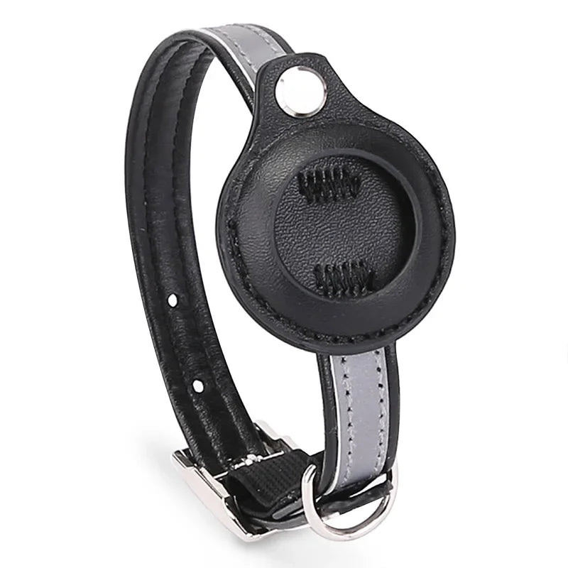 PU Leather cat airtag collar black color