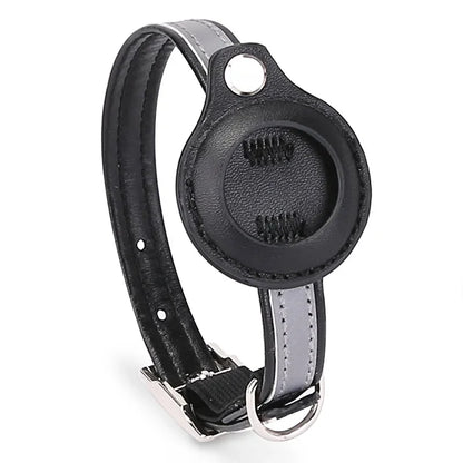 PU Leather cat airtag collar black color