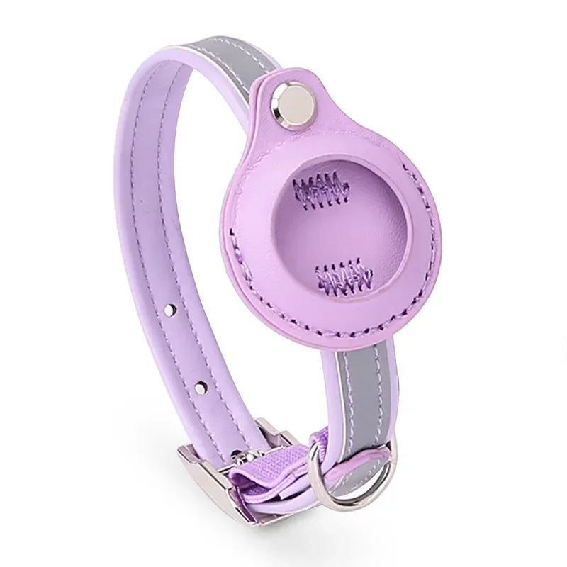 PU Leather cat airtag collar pastel purple color