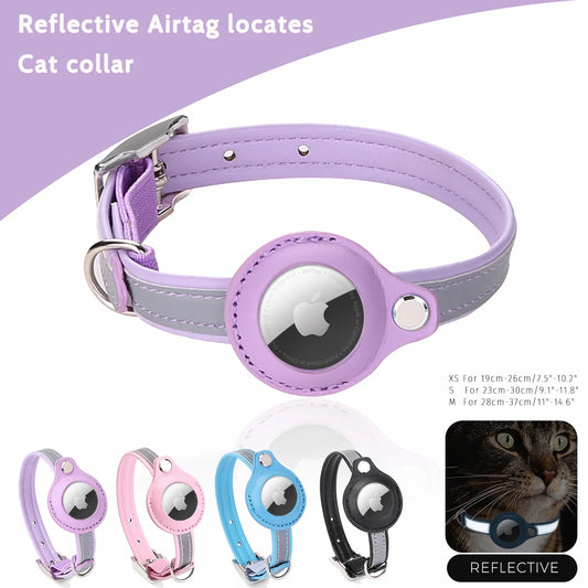 PU leather Cat AirTag Collar & Protective Case