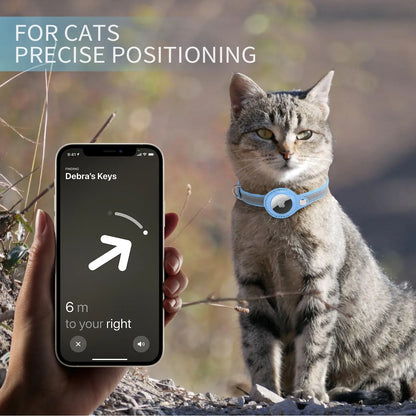 PU leather Cat AirTag Collar with AirTag Apps