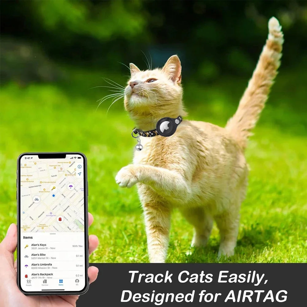 Purple Dreamscape - Breakaway AirTag Cat Collar track with app