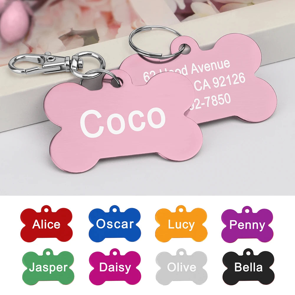 Bone Shaped Pet Dog ID Tag Personalized (Free Engraving)