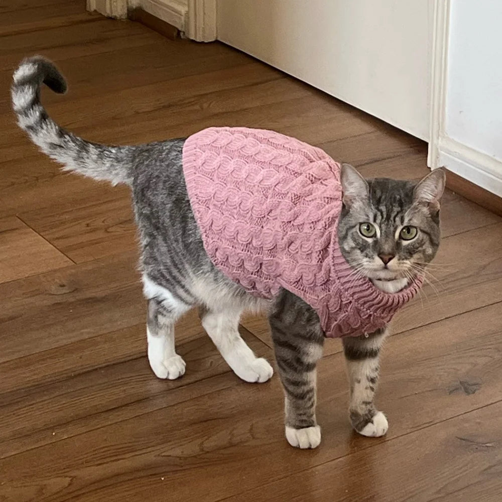 Ash Grey Crochet Cat Sweater for Modern Cats