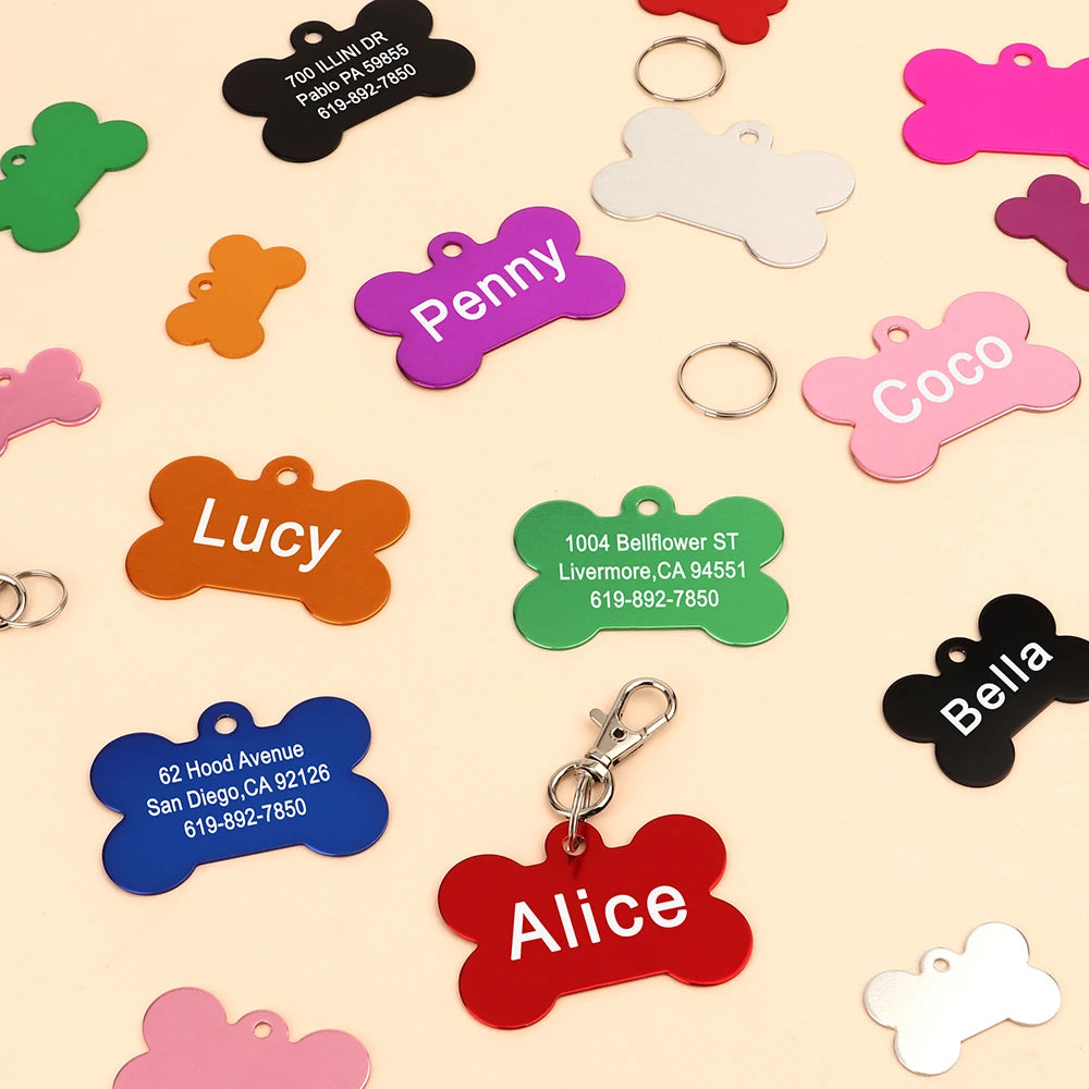 Bone Shaped Pet Dog ID Tag Personalized (Free Engraving)