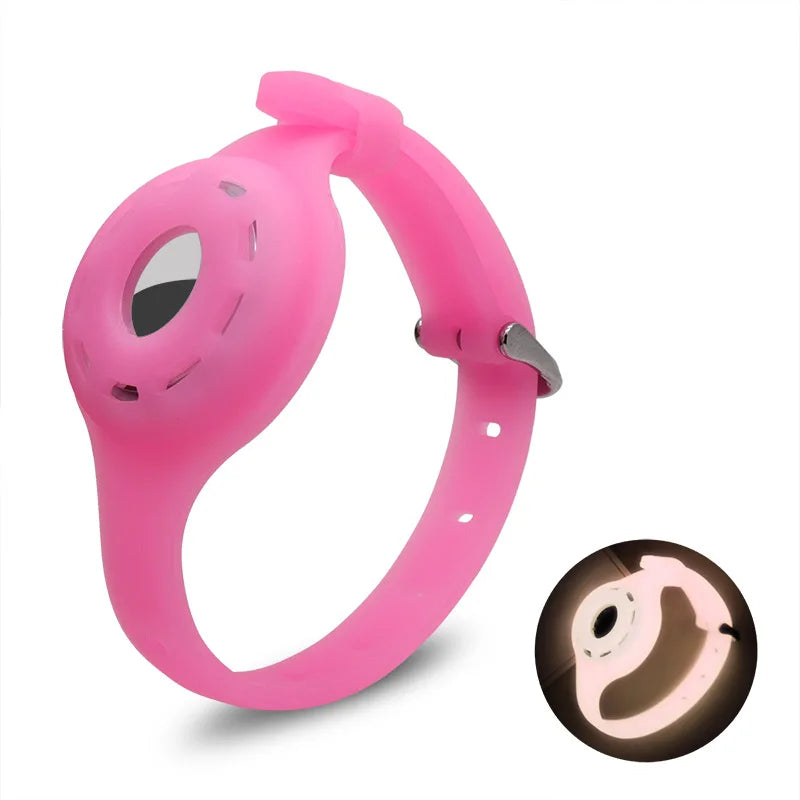 S115260af38Silicone Cat Collar with AirTag Holder pink glow in the dark collar